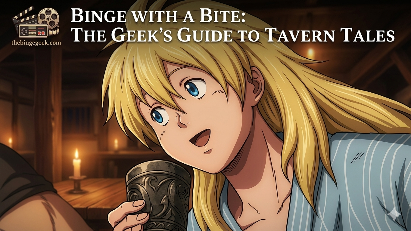 create feature image for thebingegeek.com website and improve the image quilaty